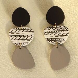 Geometric Black and Gray Earrings
